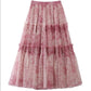 Ink Printing Skirt Elastic Waist Stitching Yarn