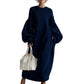 Crew-neck Loose-fit Lantern-sleeve Long Knit Sweater Dress