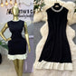 Beaded Crew Neck Sleeveless Flattering Knit Dress For Women In A Color Block Design