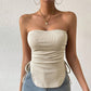 European And American Slim-fit Solid Color Drawstring Short Tube Top Vest