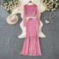 Hip-wrapped Skirt Evening Dress Two-piece Set