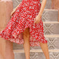 Summer New Pleated Ruffled Skirt Casual Floral Split Skirt