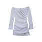 New Summer Off-shoulder Pleated Decorative Short Dress
