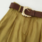 Gold Button Silk Satin Vest With Belt Silk Satin Wide Leg Pants