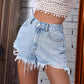 Short en jean déchiré taille haute pour femme avec ourlet brut