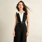 Black And White Contrast Sleeveless Jumpsuit