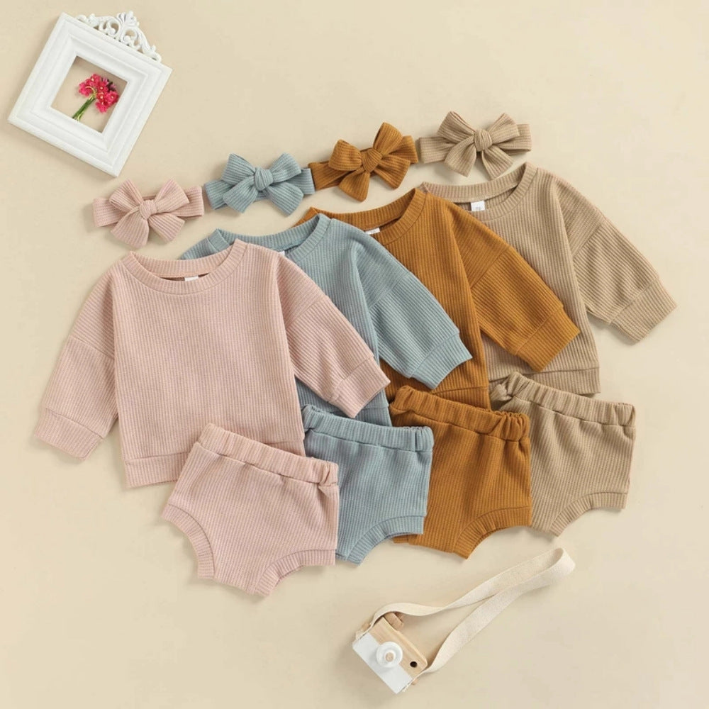 Infant Spring And Summer T-shirt Shorts Solid Color Suit