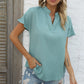 T-shirt à col montant et tube ouvert en mousseline de soie pour femme