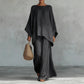 Womens Minimalist Relaxed-fit Top And Wide-leg Pants Set