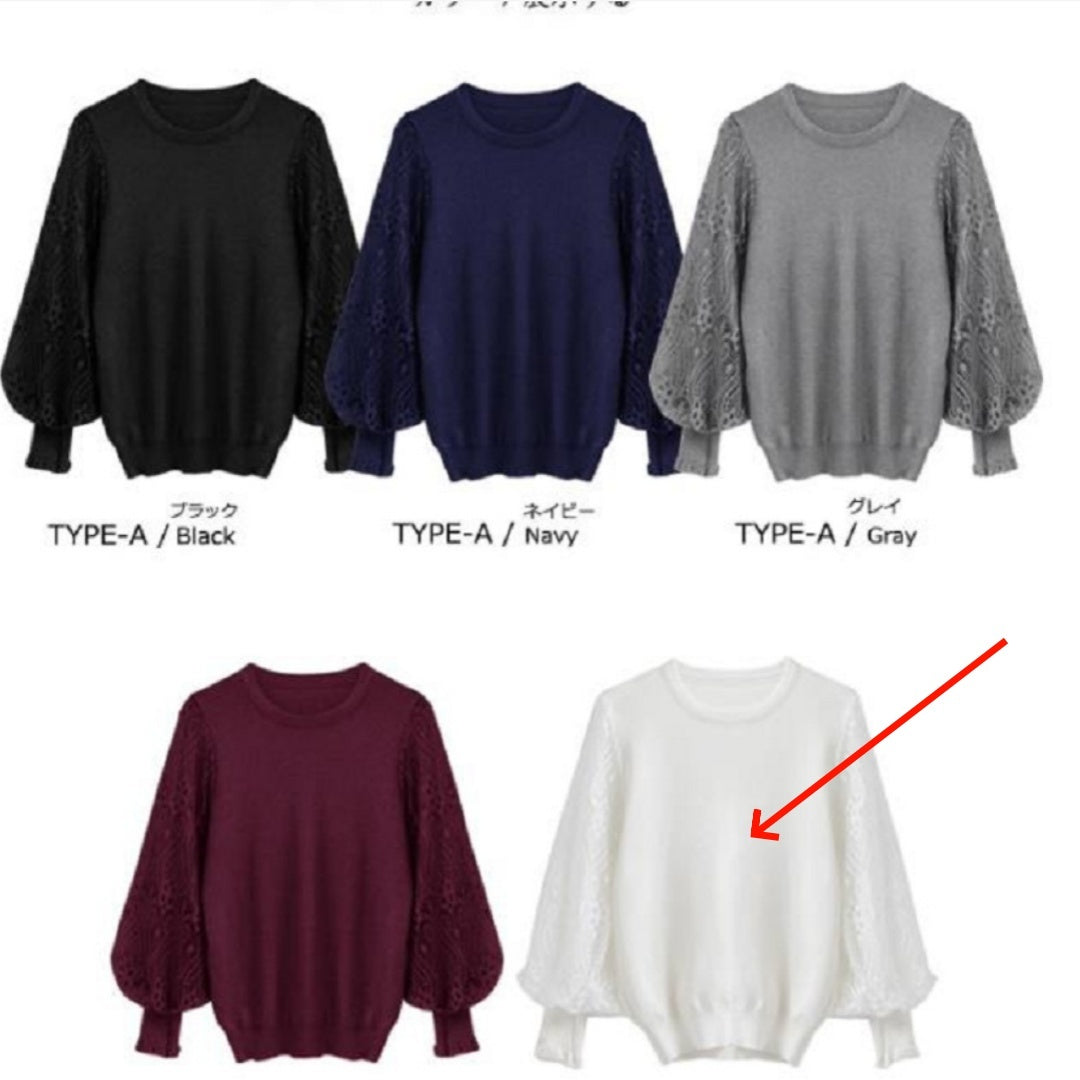 Sheer Yarn Flower Embroidered Sleeve Patchwork Knitting Bottoming Shirt