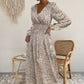 Women's V-neck Floral Print Long Sleeve Dress
