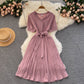 Fashionable Waist-cinching Tie-front Slimming Solid-color Minimalist Dress