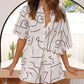 Casual Shirt Short Sleeve Cardigan Printed Home Two-piece Set