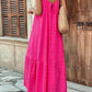 Drawstring Multi-layer Ruffled Decorative Extra Long Sling Dress