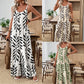Womens Casual & Elegant V-Neck Jumpsuit With Tropical Leaf Print And Pockets For Women