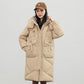 Manteau en coton avec chapeau amovible et doudoune rembourrée au-dessus du genou