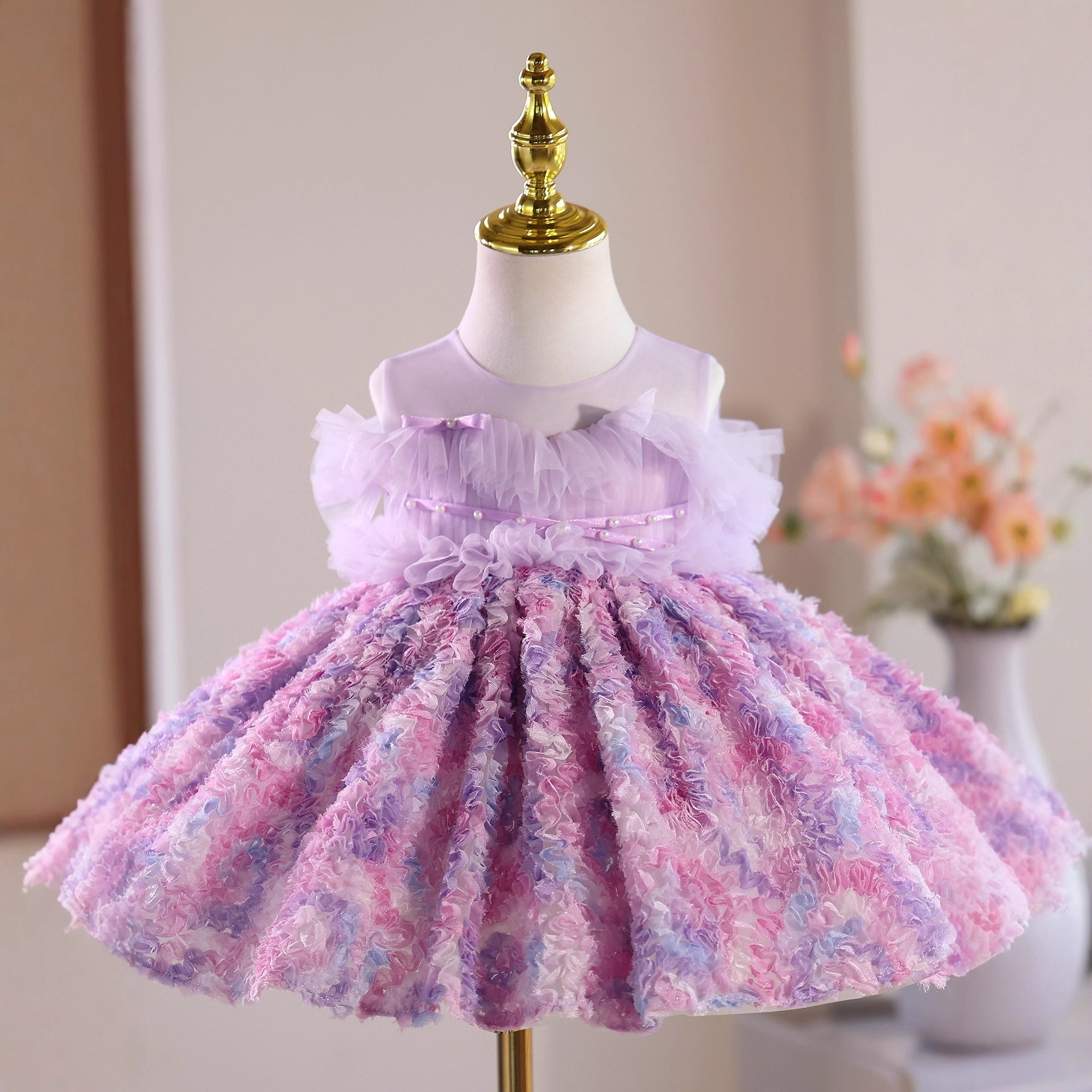 Girl One Year Old Celebration Dress Super Fairy Birthday Banquet Flower Girl