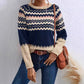 Pull à col rond pour femme, style européen et américain, tricot classique à rayures assorties