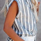 Short Sleeve Striped Women's Loose Single Breasted Shirt