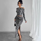 Leopard Print Two-piece Suit With Fitted Maxi Dress Suit