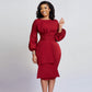 Robe fourreau à col ras du cou et couleur unie pour femme