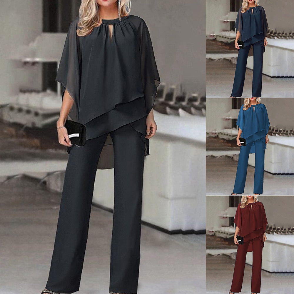 Solid Loose Casual Irregular Set