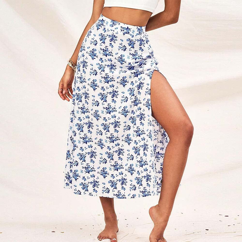 Women's Fashion Loose Split Floral Skirt