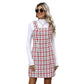 Plaid Woolen Dress Slimming Suspenders Short Skirt For Women