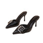 Women's Buckle Decoration Pointed Strap High Heels
