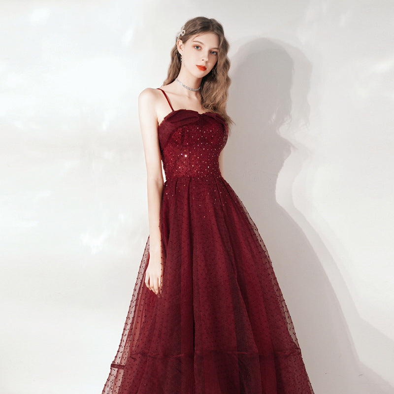 Robe de mariée pour femme, jupe mi-longue rouge