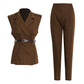 Western Style Stitching Short Suit Waistcoat High-waist Straight-leg Pants