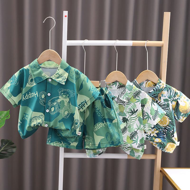 Boys' Summer Short Sleeve Shirt Shorts Suit