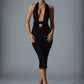 Deep-V Halter Sequin Bodycon Hollow-Out Dress