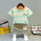Boys' And Girls' KK Striped Short-sleeved Two-piece Children's Suit
