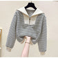 Combinaison de sport printemps rayée col marin pull zippé