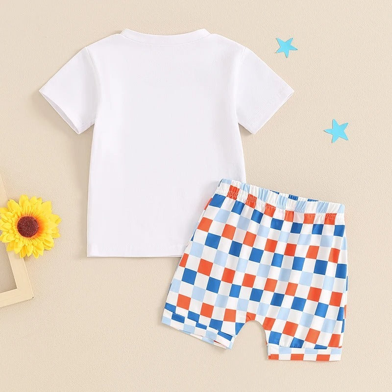 Ensemble t-shirt et short d'été à imprimé anglais pour bébé