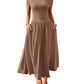 Slant Shoulder Waist Trimming Long With Pocket Dress