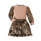 Long-sleeved Sweatshirt And Leopard Print Skirt Two-piece Set