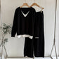 Autumn Winter Retro Fake Two-piece V-neck Fashion Knitwear Top