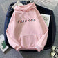 Sweat-shirt à capuche à manches longues et imprimé Letter Friend pour femme
