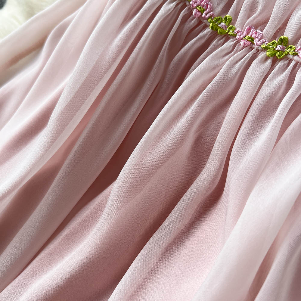 Super Fairy Temperament Sweet V-neck Pleated Pleated Skirt