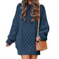 Women's Round Neck Long Sleeve Twisted Knitted Mid-length Dress Sweater