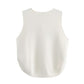 Women's Casual Sleeveless Short Side Button Decoration Knitted Top