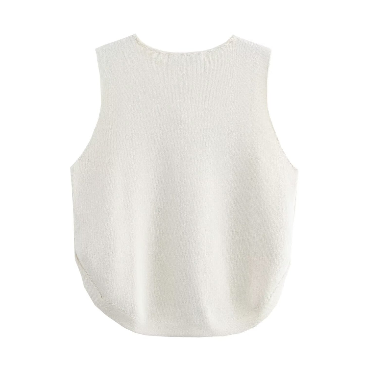 Women's Casual Sleeveless Short Side Button Decoration Knitted Top