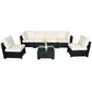 Selling Seven-Piece Sofa Set Table With Sofa Chair Black PE Rattan Outdoor New Design Furniture 7-JH002 Box 3-1-2-3 With White Color Cushion