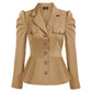 Veste tendance pour femme avec revers et ourlet à volants