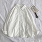 Fashionable Loose Plus Fat Plus Size White Handsome Shirt