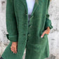 Lapel Single Breasted Cardigan With Pockets Fashion Color Solid Mid-Length Outwear Coat Womens Clothing