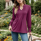 Women's Striped Puff Sleeve V-neck Top