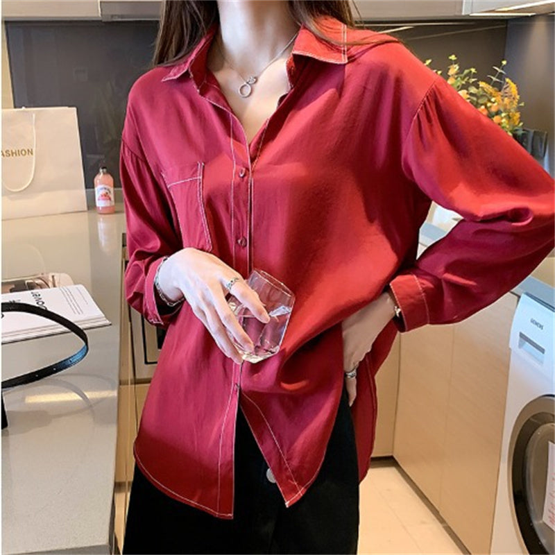 Solid Color Women's Loose Plus Size Casual Shirt